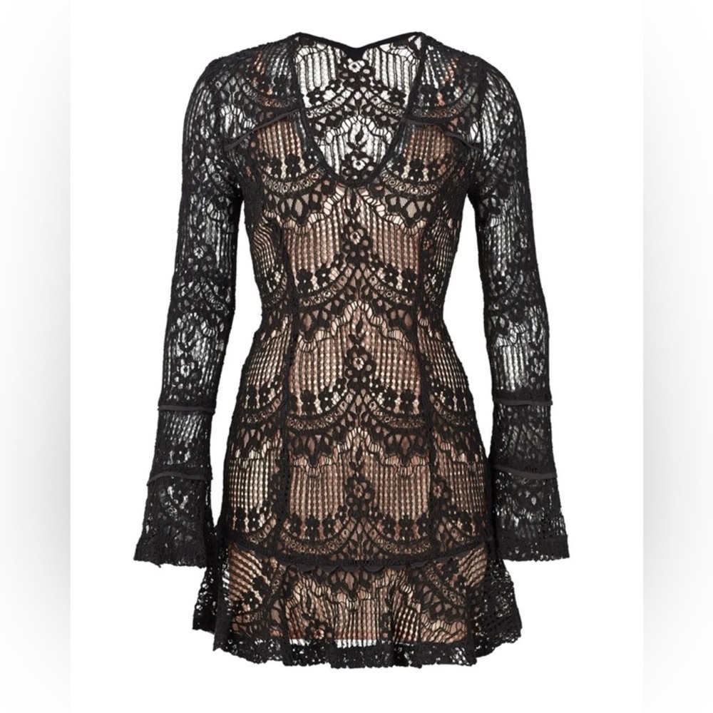 NICHOLAS Black Crochet Scallop Lace Dress | Size 6